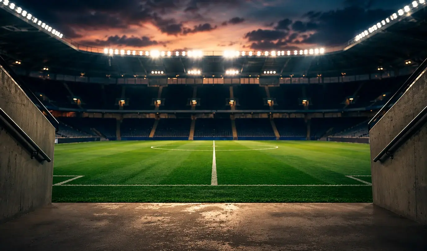 Englannin ja Ghanan jalkapallomaajoukkueiden joukkueliput Gillette Stadiumin valoissa MM 2026 -ottelua varten
